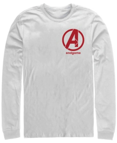 Marvel Men's Avengers Endgame Left Chest Logo, Long Sleeve T-shirt In White