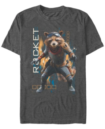 Marvel Men's Avengers Endgame Rocket Action Pose, Short Sleeve T-shirt In Charcoal H