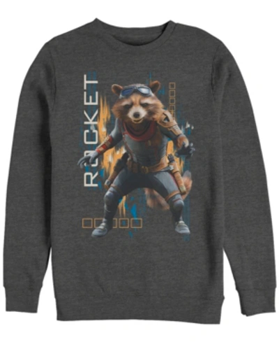 Marvel Men's Avengers Endgame Rocket Action Pose, Crewneck Fleece In Charcoal H