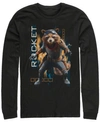Marvel Men's Avengers Endgame Rocket Action Pose, Long Sleeve T-shirt In Black