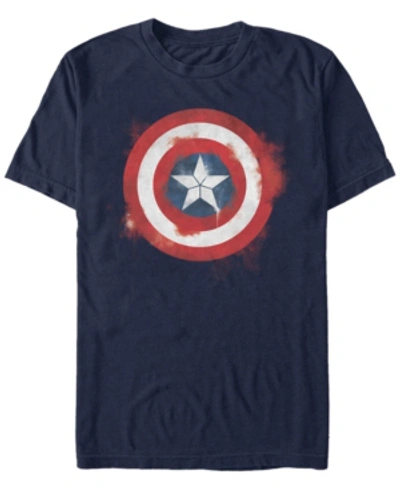 Marvel Men's Avengers Endgame Captain America Spray Paint Logo, Short Sleeve T-shirt In Navy