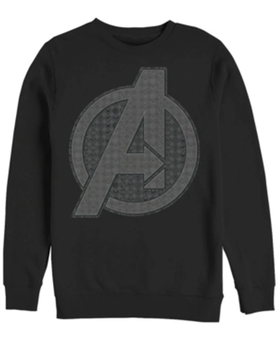 Marvel Men's Avengers Endgame Grayscale Icons Logo, Crewneck Fleece In Black