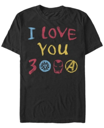 Marvel Men's Avengers Endgame Iron Man Hand Drawn I Love You 3000, Short Sleeve T-shirt In Black