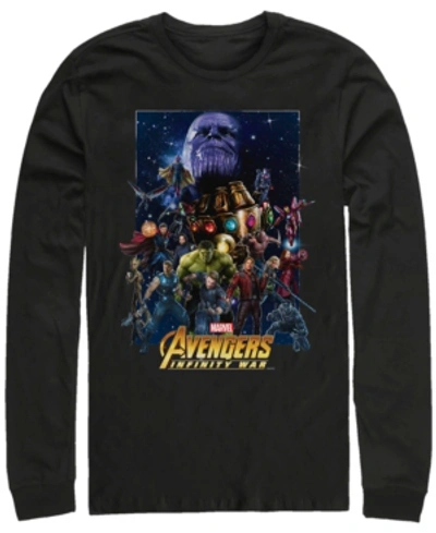 Marvel Men's Avengers Infinity War Big Face Thanos Poster, Long Sleeve T-shirt In Black