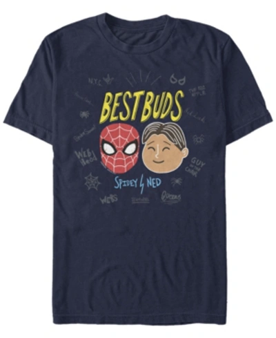 Marvel Men's Spider-man Far From Home Best Buds, Short Sleeve T-shirt In Navy