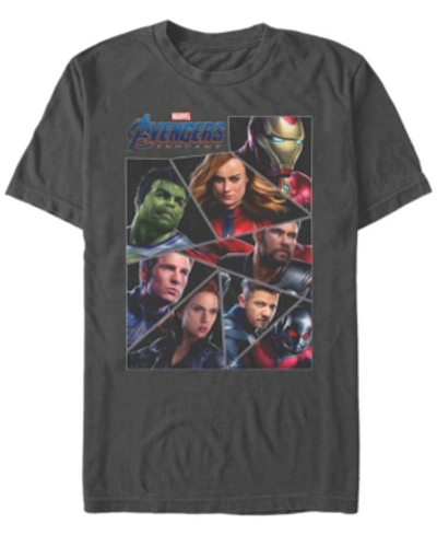 Marvel Men's Avengers Endgame Broken Glass Group, Short Sleeve T-shirt In Charcoal