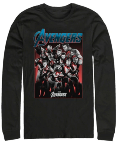 Marvel Men's Avengers Endgame Grayscale Group Poster, Long Sleeve T-shirt In Black