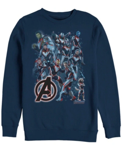 Marvel Men's Avengers Endgame Glowing Logo Group Poster, Crewneck Fleece In Navy