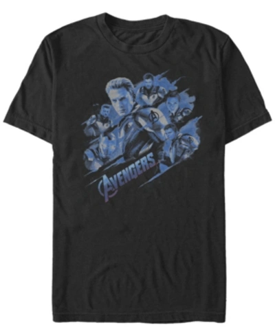 Marvel Men's Avengers Endgame Captain America Group, Short Sleeve T-shirt In Black