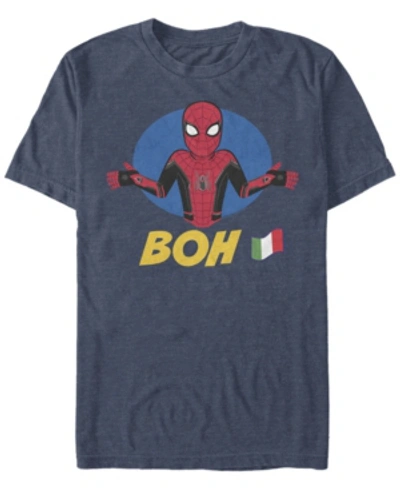 Marvel Men's Spider-man Far From Home Boh Spidey Shrug, Short Sleeve T-shirt In Navy Heath