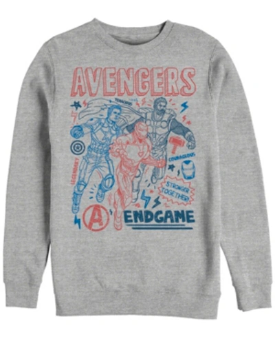 Marvel Men's Avengers Endgame Stronger Together Doodle Sketch, Crewneck Fleece In Athletic H