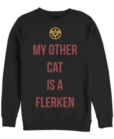 Marvel Men's Captain  My Cat Is A Flerken, Crewneck Fleece In Black