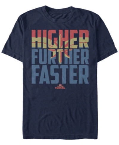 Marvel Men's Captain  Higher Further Faster Quote, Short Sleeve T-shirt In Navy