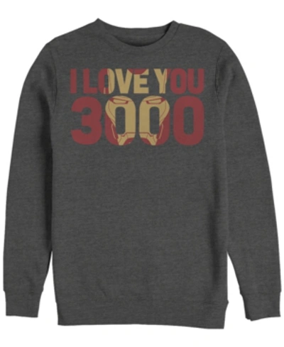 Marvel Men's Avengers Endgame I Love You 3000 Iron Man, Crewneck Fleece In Charcoal H