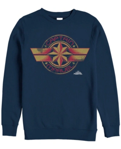 Marvel Men's Captain  Chest Logo, Crewneck Fleece In Navy