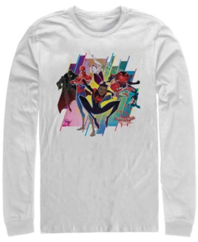 Marvel Men's Spider-man Into The Spider-verse Spider-ham Action Pose, Long Sleeve T-shirt In White