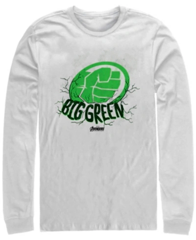 Marvel Men's Hulk Big Green Punch, Long Sleeve T-shirt In White