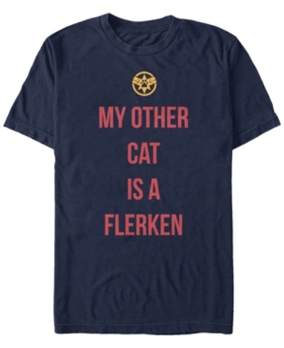 Marvel Men's Captain  My Cat Is A Flerken, Short Sleeve T-shirt In Navy