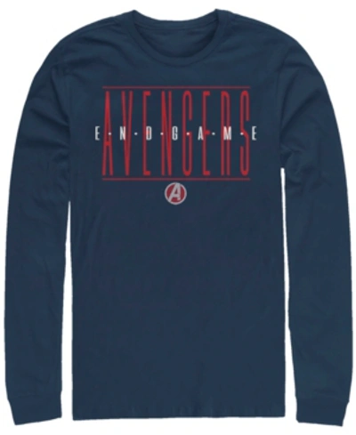 Marvel Men's Avengers Endgame Text Logo, Long Sleeve T-shirt In Navy