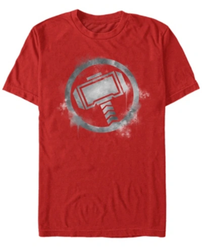 Marvel Men's Avengers Endgame Thor Spray Paint Logo, Short Sleeve T-shirt In Red