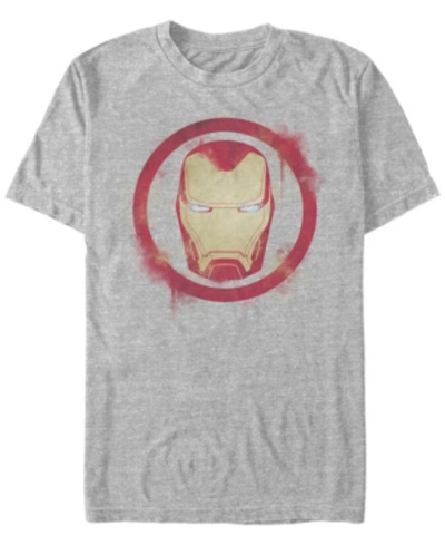 Marvel Men's Avengers Endgame Iron Man Spray Paint Big Face Logo, Short Sleeve T-shirt In Athletic H