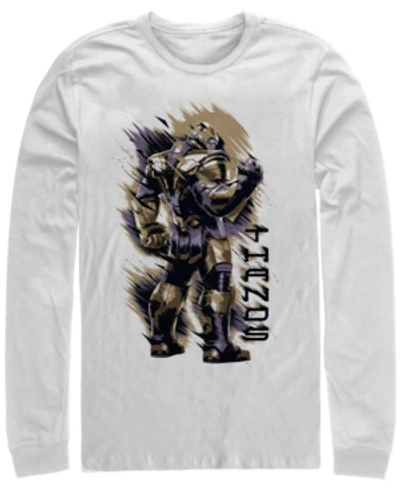 Marvel Men's Avengers Endgame Painted Thanos Over The Should Look, Long Sleeve T-shirt In White