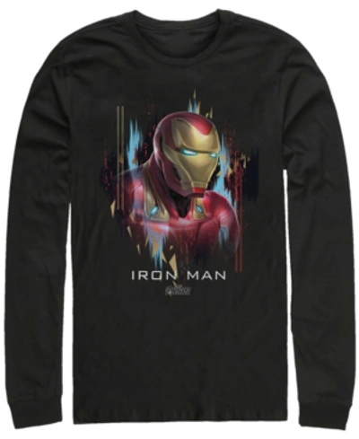 Marvel Men's Avengers Endgame Iron Man Side View Portrait, Long Sleeve T-shirt In Black