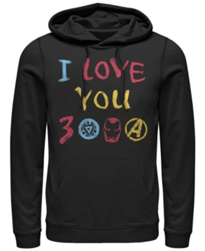 Marvel Men's Avengers Endgame Iron Man Hand Drawn I Love You 3000, Pullover Hoodie In Black