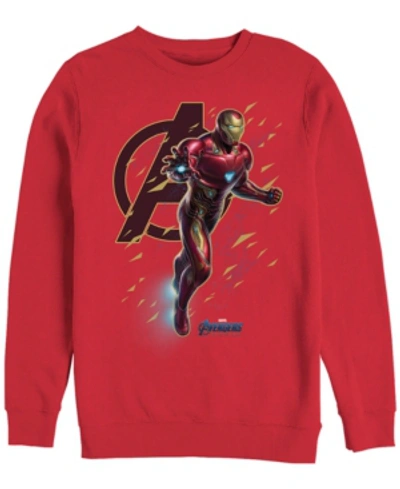 Marvel Men's Avengers Endgame Iron Man Geometric Particles, Crewneck Fleece In Red