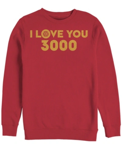 Marvel Men's Avengers Endgame Simple I Love You 3000 Iron Man, Crewneck Fleece In Red