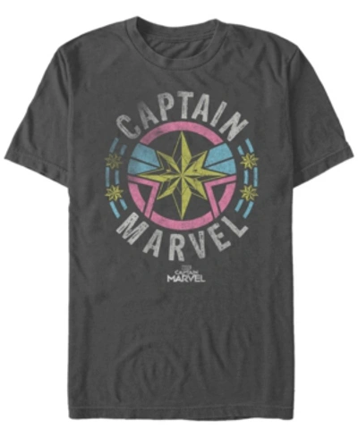 Marvel Men's Captain  Pastel Chest Logo, Short Sleeve T-shirt In Charcoal