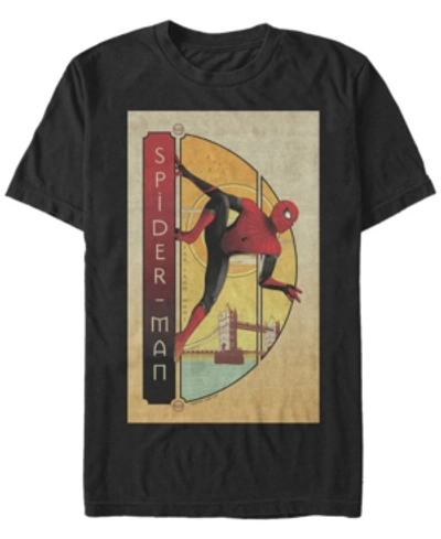 Marvel Men's Spider-man Far From Home Bridge Background, Short Sleeve T-shirt In Black