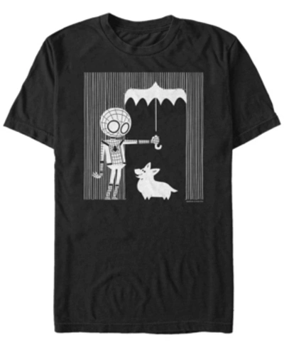 Marvel Men's Spider-man Far From Home Umbrella Corgi, Short Sleeve T-shirt In Black