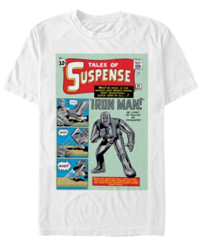 Marvel Men's Iron Man Retro Tales Of Suspense Comic Cover, Short Sleeve T-shirt In White