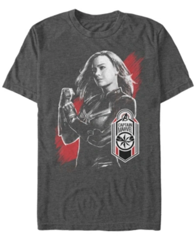 Marvel Men's Captain  Tag Logo, Short Sleeve T-shirt In Charcoal H
