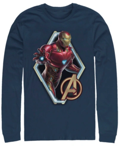 Marvel Men's Avengers Endgame Iron Man Diamond Portrait, Long Sleeve T-shirt In Navy
