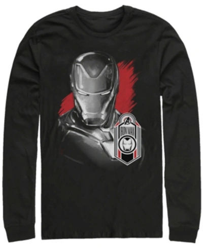 Marvel Men's Avengers Endgame Iron Man Tag Logo, Long Sleeve T-shirt In Black