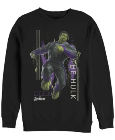 Marvel Men's Avengers Endgame Hulk Action Pose, Crewneck Fleece In Black