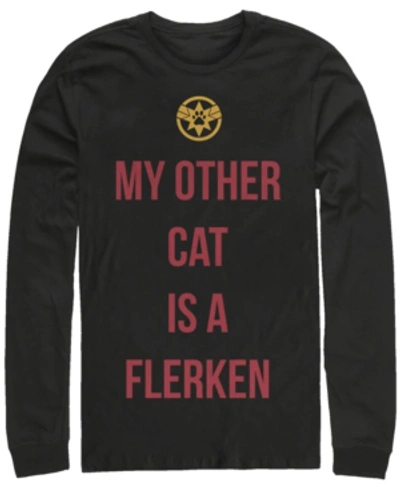 Marvel Men's Captain  My Cat Is A Flerken, Long Sleeve T-shirt In Black