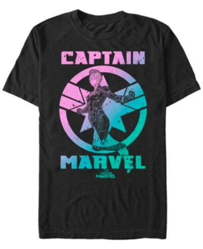 Marvel Men's Captain  Flying Gradient Logo, Short Sleeve T-shirt In Black