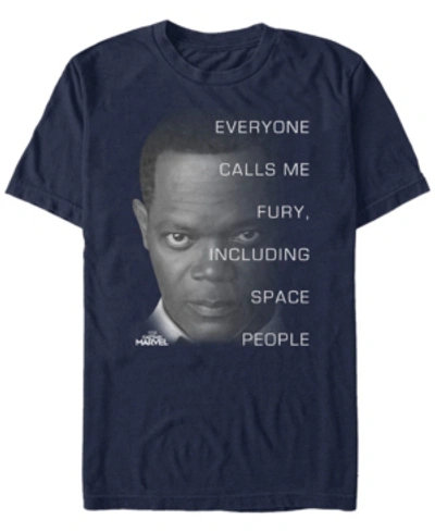 Marvel Men's Captain  Nick Fury Big Face Quote, Short Sleeve T-shirt In Navy