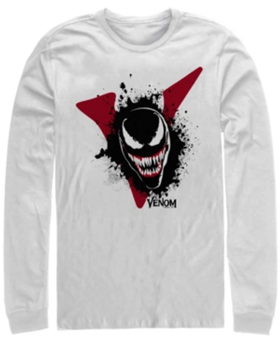 Marvel Men's Venom Big Face V Logo, Long Sleeve T-shirt In White
