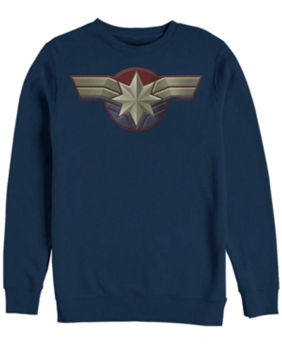 Marvel Men's Captain  Chest Logo Costume, Crewneck Fleece In Navy