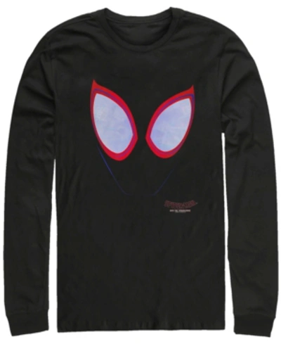 Marvel Men's Spider-man Into The Spider-verse Big Face, Long Sleeve T-shirt In Black