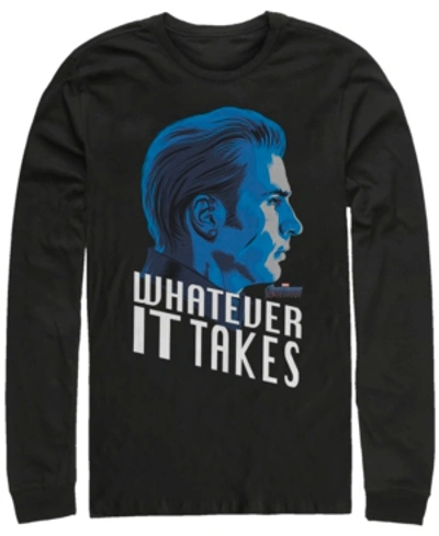 Marvel Men's Avengers Endgame Captain America Side View Whatever It Takes, Long Sleeve T-shirt In Black