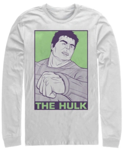 Marvel Men's Avengers Endgame Hulk Pop Art Poster, Long Sleeve T-shirt In White
