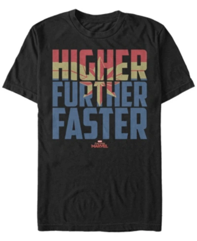 Marvel Men's Captain  Higher Further Faster Quote, Short Sleeve T-shirt In Black