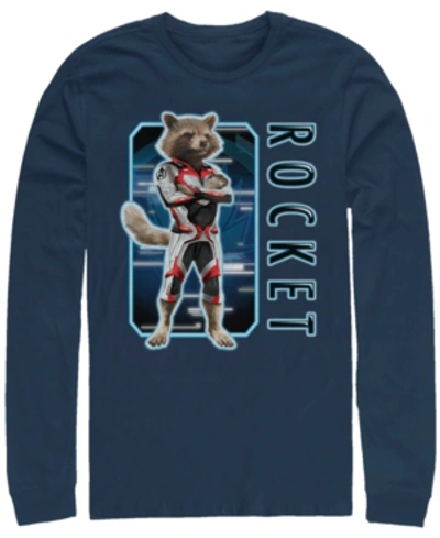 Marvel Men's Avengers Endgame Rocket Suit Up, Long Sleeve T-shirt In Navy
