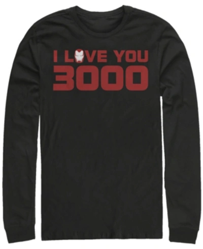 Marvel Men's Avengers Endgame I Love You 3000 Iron Man Helmet, Long Sleeve T-shirt In Black