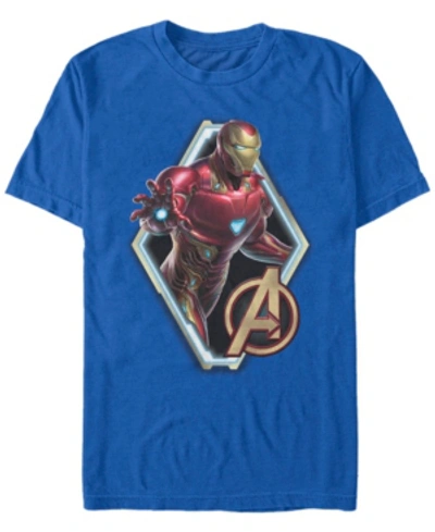 Marvel Men's Avengers Endgame Iron Man Diamond Portrait, Short Sleeve T-shirt In Royal